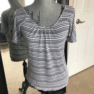 White & Black Striped Top